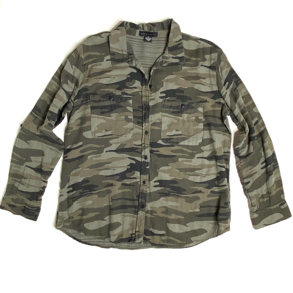 Sanctuary Camouflage Button Down Shirt Size Medium